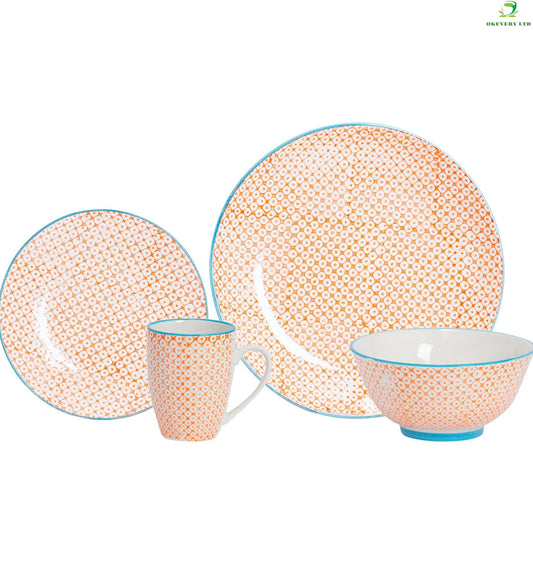 Laguna Printed Pottery Dinnerware Set (24 Pieces)